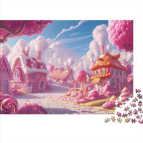 Cartoon-Stil Candy World 300 Puzzleteile Puzzlespiele Für Erwachsene Kreative Unterhaltung Stress Abbauen Fantasy Haus Puzzle-Geschenk 300pcs (40x28cm) von YAMABAIHUO