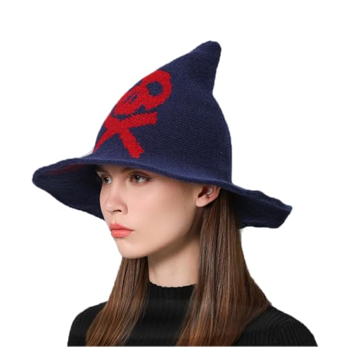YAMEE Hexenhut für Damen Halloween harry potter Hexe Hut Faltbare Kopfbedeckung Karneval Fasching Masquerade Cosplay Cap mit Weiße Kristallkette von YAMEE