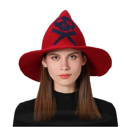 YAMEE Hexenhut für Damen Halloween harry potter Hexe Hut Faltbare Kopfbedeckung Karneval Fasching Masquerade Cosplay Cap mit Weiße Kristallkette von YAMEE