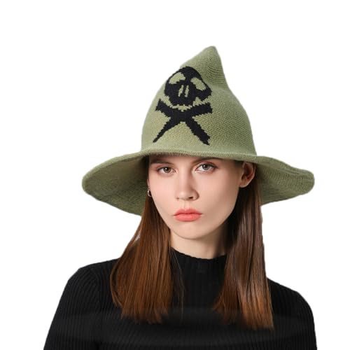 YAMEE Hexenhut für Damen Halloween harry potter Hexe Hut Faltbare Kopfbedeckung Karneval Fasching Masquerade Cosplay Cap mit Weiße Kristallkette von YAMEE