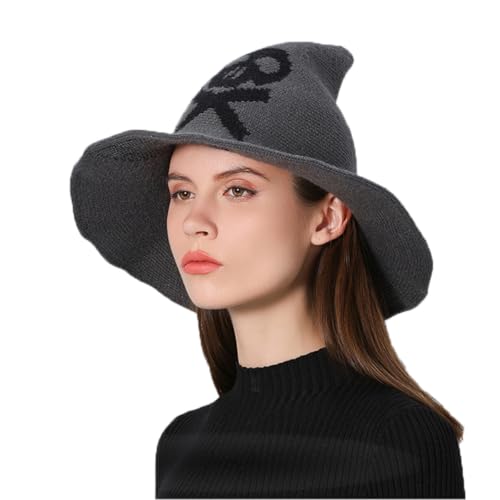 YAMEE Hexenhut für Damen Halloween harry potter Hexe Hut Faltbare Kopfbedeckung Karneval Fasching Masquerade Cosplay Cap mit Weiße Kristallkette von YAMEE