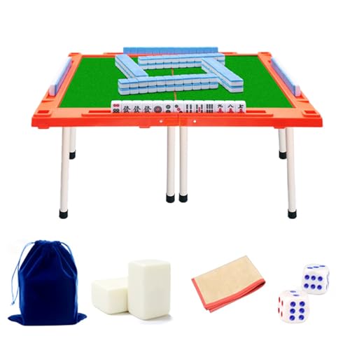 YANBI Mahjong-Tisch klappbar Klapptische für Mahjong-Spieler, Quadratischer Mahjong-Kartenspieltisch mit Mahjong-Set, Chinesisches Mahjong-Spielset für Mahjong-Poker-Domino (Color : Blue) von YANBI