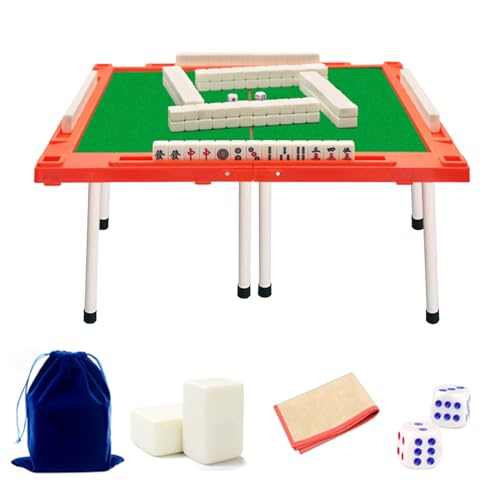 YANBI Mahjong-Tisch klappbar Klapptische für Mahjong-Spieler, Quadratischer Mahjong-Kartenspieltisch mit Mahjong-Set, Chinesisches Mahjong-Spielset für Mahjong-Poker-Domino (Color : White) von YANBI