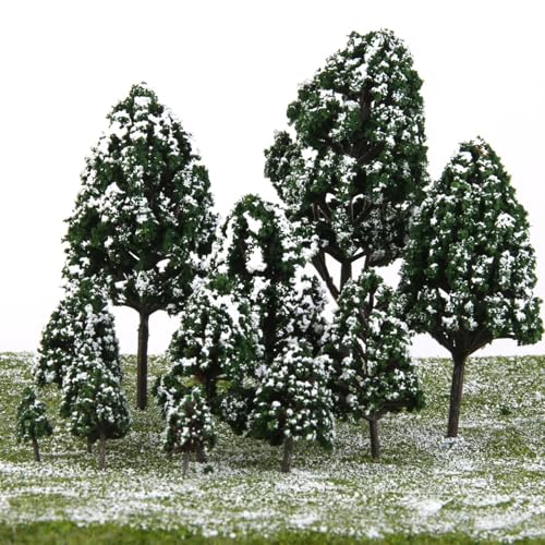 Diorama-Set, 12 Stück, 2,5–16 cm, Kunststoff-Pappelbäume, Modellbahn, Schneelandschaft, Maßstab 1:500-1:50, Dunkelgrün Diorama-Set, 12 Stück, 2,5–16 cm, Kunststoff-Pappelbäume, Modellbahn, Schneelandschaft, Maßstab 1:500-1:50, Dunkelgrün von YANCHIPANGHE