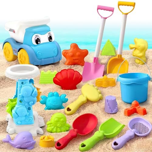 YANGUN 17 Stück Sandspielzeug Set für Kinder, Sandspielzeug Set, Strand Sandspielzeug Set, Strand Sand Spielzeug Set mit Eimer, Schaufel, Sandformen, Sandspielzeug Strand für Kinder Jungen Mädchen von YANGUN