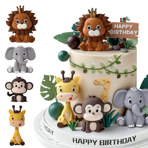 YANGUN 19 x Tier-Kuchenaufsätze, Safari-Tier-Kuchenaufsätze, Dschungeltier-Kuchenaufsätze, Wild-Kuchenaufsätze für Kinder, Jungen, Mädchen, Geburtstagsparty-Zubehör (Tier) von YANGUN