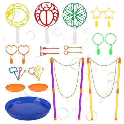 YANGUN 24 PCS Seifenblasen Set für Kinder, Riesenseifenblasen Set mit Große Seifenblasenstäbe, Seifenblasen Blasringe und Tablett, Bubble Maker Spiele, für Sommer Outdoor Aktivitäten YANGUN 24 PCS Seifenblasen Set für Kinder, Riesenseifenblasen Set mit Große Seifenblasenstäbe, Seifenblasen Blasringe und Tablett, Bubble Maker Spiele, für Sommer Outdoor Aktivitäten von YANGUN