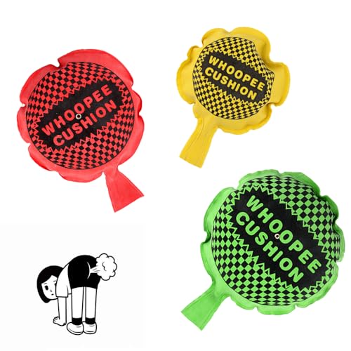 YANGUN 3 Stück Furzkissen, Furzkissen Kinder, Pupskissen Selbst Aufblasende-Furzkissen, Ldeal für Kinder,Streiche und Spaß für Erwachsene (3 Größen und Farben) von YANGUN