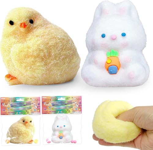 YANGUN 4 Stück Taba Squishy Hase, FuFu Squishy Osterküken, Squeeze Toy Kaninchen,Quetsch Spielset süße Anti Stress Spielzeug für Kinder von YANGUN