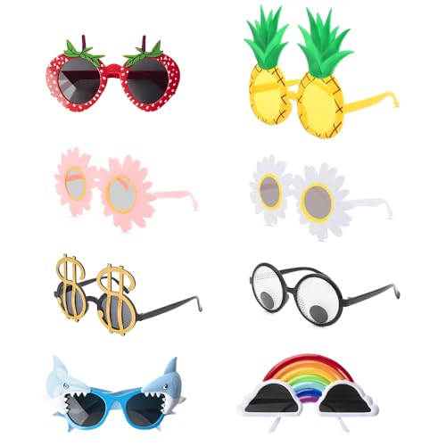 YANGUN 8 Stücke Luau Party Sonnenbrille, Lustige Party Brillen, Lustige Hawaiianische Brille, Hawaiian Tropical Sonnenbrillen, Hawaii partybrillen Für Kinder Erwachsene Ostern Party Dekoration von YANGUN