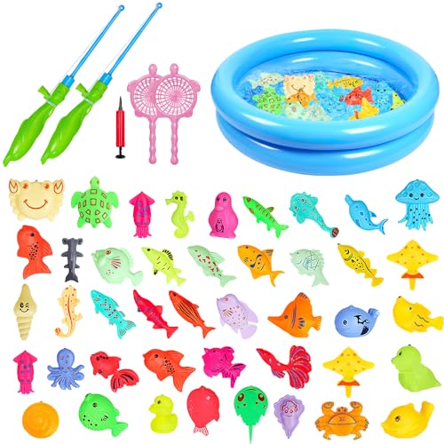YANGUN Angeln Spielzeug, 50PCS Badespielzeug Angelspiel, Angelspiel für Kinder mit Wasser, Magnet Angelspiel Kinder,Baby Badespielzeug Wasserspielzeug mit Runden Fischteich Angeln Geschenk für Kinders YANGUN Angeln Spielzeug, 50PCS Badespielzeug Angelspiel, Angelspiel für Kinder mit Wasser, Magnet Angelspiel Kinder,Baby Badespielzeug Wasserspielzeug mit Runden Fischteich Angeln Geschenk für Kinders von YANGUN