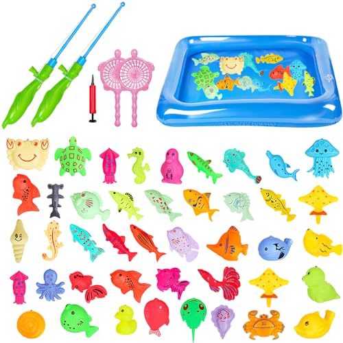 YANGUN Angeln Spielzeug, 50PCS Badespielzeug Angelspiel, Angelspiel für Kinder mit Wasser, Magnet Angelspiel Kinder,Baby Badespielzeug Wasserspielzeug mit Quadrat Fischteich Angeln Geschenk für Kinder YANGUN Angeln Spielzeug, 50PCS Badespielzeug Angelspiel, Angelspiel für Kinder mit Wasser, Magnet Angelspiel Kinder,Baby Badespielzeug Wasserspielzeug mit Quadrat Fischteich Angeln Geschenk für Kinder von YANGUN