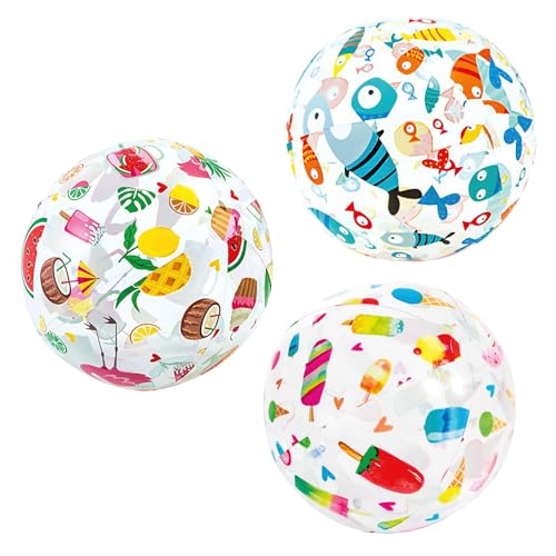 YANGUN Aufblasbare Strandball 51CM, 3PCS Aufblasbare Wasserbälle, Inflatable Beach Ball, Transparent Inflatable Wasserball Strandball Aufblasbar Kinder Erwachsene für Outdoor Activity Pool Beach Party von YANGUN