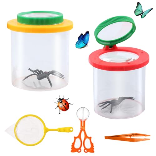 YANGUN Becherlupen Für Kinder Set, Becherlupe Lupendose, Lupenbecher Kinder Mit Kunststoff-Kugelpinzette, Schmetterlingsnetz, Qualitätspinzette für Kinder Wissenschaft Outdoor Natur Erkundung YANGUN Becherlupen Für Kinder Set, Becherlupe Lupendose, Lupenbecher Kinder Mit Kunststoff-Kugelpinzette, Schmetterlingsnetz, Qualitätspinzette für Kinder Wissenschaft Outdoor Natur Erkundung von YANGUN
