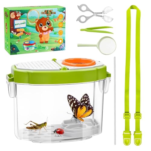YANGUN Becherlupen für Kinder, Forscherset für Kinder, Insekten Beobachtungsbox mit Riemen Pinzette Insektenklammern, Insektenglas mit Lupe, für Outdoor Natur Erkundung YANGUN Becherlupen für Kinder, Forscherset für Kinder, Insekten Beobachtungsbox mit Riemen Pinzette Insektenklammern, Insektenglas mit Lupe, für Outdoor Natur Erkundung von YANGUN