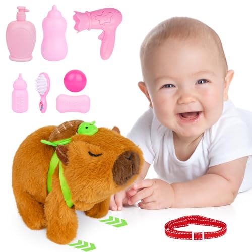 YANGUN Capybara Kuscheltier, Capybara Plüschtier, Niedliche stofftier mit Geräuschen gehen, Spielzeug Simulation wasserschwein Geschenke für Kinder Home Deko Mädchen 3+ Jahre von YANGUN