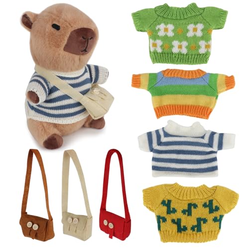 YANGUN Capybara Plüschtier, 23cm Capybara Kuscheltier,Niedlichen Capybara Plushies,Kinder Plüschpuppenspielzeug Mit 4 Kleidungsstücken,Niedlichen Plüschtier (A) von YANGUN