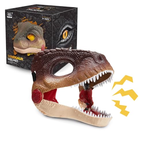 YANGUN Dino Maske, Dino Mask Moving Jaw mit Soundeffekten, Realistische Dinosaurier Maske, Einstellbare Größe, für Halloween, Party, Maskerade, Cosplay Geschenk Requisiten von YANGUN