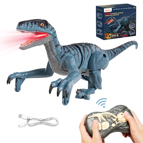 YANGUN Ferngesteuerter Dino, Dino Ferngesteuert mit Licht, Ferngesteuerter Dinosaurier, Gehen, Brüllen, Dino Mit Fernbedienung für Kinder, für Jungen Mädchen 3, 4, 5, 6,7,8,9 Jahre von YANGUN