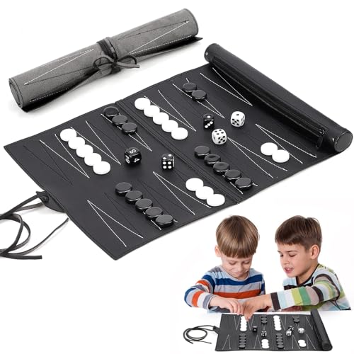 YANGUN Reise Backgammon, Backgammon Brettspiel, Hergestellt Aus Kunstleder, Reisespiel zum Aufrollen, inkl. Zubehör, Schwarz Und Weiß, Spielfeld BxT: 36 x 25 cm YANGUN Reise Backgammon, Backgammon Brettspiel, Hergestellt Aus Kunstleder, Reisespiel zum Aufrollen, inkl. Zubehör, Schwarz Und Weiß, Spielfeld BxT: 36 x 25 cm von YANGUN