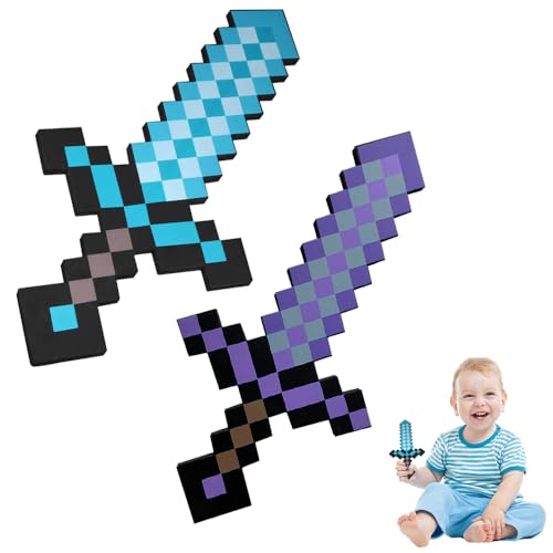 YANGUN Schwert Spielzeug Set, 2 Stück 45 cm Spiel Schaum Schwert, Blau und Lila, Rollenspiel und Kostümzubehör für Spielthemenpartys, Halloween, Weihnachten,Kinder Ab 5 Jahren（2 PCS） von YANGUN