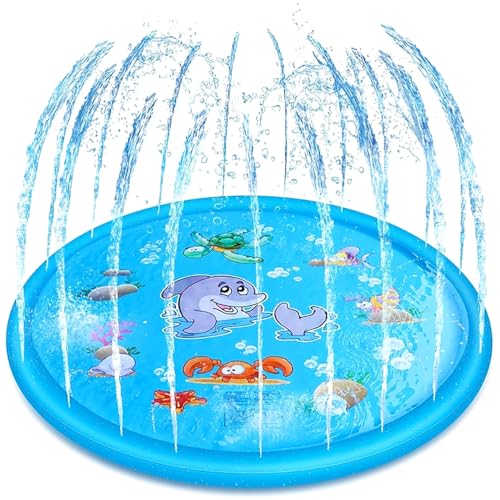 YANGUN Splash Pad 170 CM Wassersprinkler Matte Kinder, Sprinkler Wasser-Spielmatte, Sprinkler Wasserspielmatte, Sprinkler Pool Kinder Wassersprenkler Garten Sommer Wasserspielzeug für Haustier (Ozean) von YANGUN