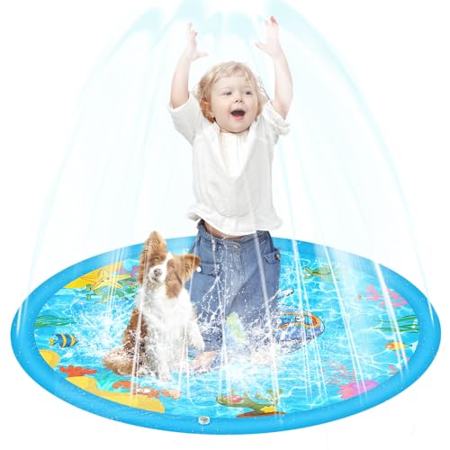 YANGUN Splash Pad 170 cm Wassersprinkler Matte Kinder, Sprinkler Wasser-Spielmatte, Sprinkler Wasserspielmatte, Sprinkler Pool Kinder Wassersprenkler Garten Sommer Wasserspielzeug für Kinder Haustier von YANGUN