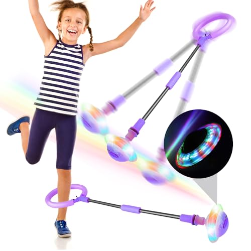 YANGUN Swing Wheel Mit Lichtrad, Springring FußkreiselKinder, Faltbarer Flash Jumping Ball Mit Zähler, Fettverbrennungsspiel Für Kinder Und Erwachsene, Geschenke Für Kinder Ab 6 Jahren (Lila) von YANGUN