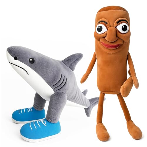 YANGUN Tralalero Tralala Plüschfigur, Tung Tung tungtung sahur, 45 cm Italian brainrot, PlüSchtier Hai mit Sneakers, Soft Stuffed Animal Pillow, Spielzeug für Kinder & Erwachsene(2PCS) von YANGUN