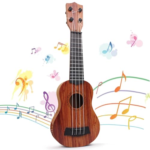 Ukulele Kinder, Kindergitarre, 38cm Mini Gitarre, Gitarre Für Kinder Mit 4 Verstellbaren Seiten, Ukulele Spielzeug für Kleinkinder, Anfänger, Jungen, Mädchen, Spielzeug Musikinstrumente (15 Zoll) von YANJIY