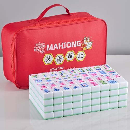 YANMEIYA American Mahjong Tile Set 4.1 cm Green Mahjong Tile Set 166 Pieces American Mahjong Set and Mahjong Storage Bag von YANMEIYA