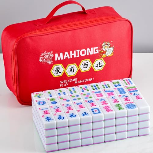 YANMEIYA Pink American Mahjong Tile Set 166 American Mahjong Set 4.1 cm Large Mahjong Tiles and Mahjong Storage Bag von YANMEIYA