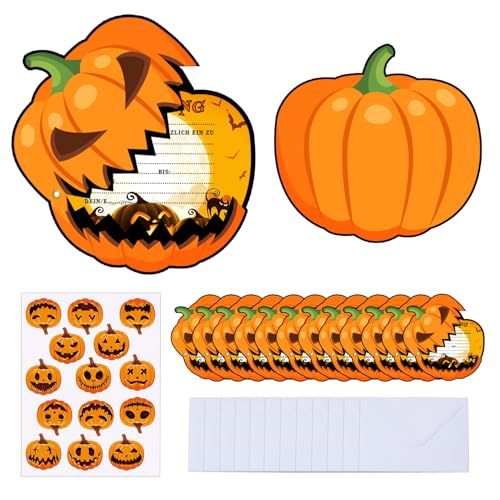 Halloween Einladungskarten, 12 Halloween Party Einladungen mit Umschlägen und Aufklebern, Halloween Themenparty mit Spinne Kürbis Fledermaus Ausfüll Einladungen, Horror Invitation Card für Kinder Halloween Einladungskarten, 12 Halloween Party Einladungen mit Umschlägen und Aufklebern, Halloween Themenparty mit Spinne Kürbis Fledermaus Ausfüll Einladungen, Horror Invitation Card für Kinder von YANSYUN