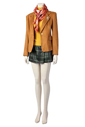 YANVS Erwachsene RE4 Remake Ashley Graham Cosplay Full Suit Ashley Kostüm Halloween Karneval Party Outfits für Frauen, Orange/Abendrot im Zickzackmuster (Sunset Chevron), L von YANVS