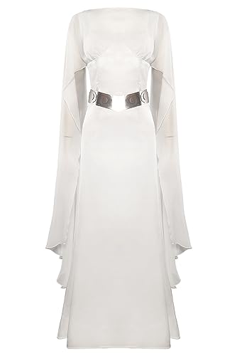 YANVS Prinzessin Leia Kostüm Damen Weißes Kleid Langes Cosplay Prinzessin Leia Kleid für Halloween Outfit von YANVS