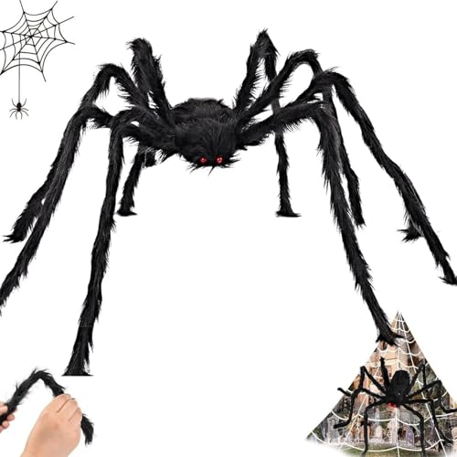 YANXINKE Halloween Spinnen, Riesen Spinne Halloween Deko Outdoor, Riesenspinne, Haarige Spinne, Spinnennetz Halloween ​Dekoration, Gruselige Spinne Realistische große Spinne Requisiten (150cm) von YANXINKE