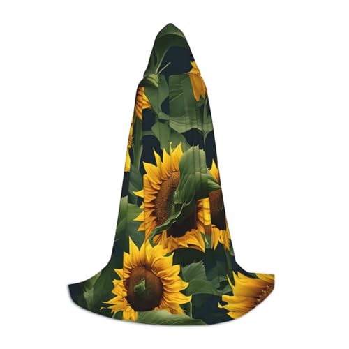Kapuzenumhang mit Sonnenblumen-Motiv, Unisex, verschiedene Größen, für Halloween, Cosplay, Motto-Partys, Karneval von YANYU
