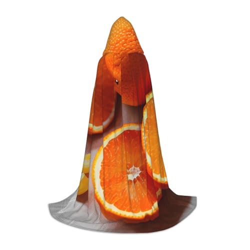 Unisex Kapuzenumhang mit frischem orangefarbenem Obstdruck, verschiedene Größen, für Halloween, Cosplay, Motto-Partys, Karneval von YANYU