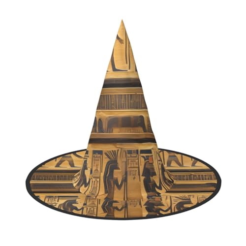 YANYU Ägypten Hieroglyphen Druck Vielseitiger Erwachsenenhut Hexenhut Kostüm Leichte Cosplay Halloween Dekor von YANYU