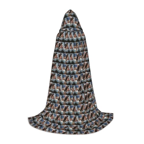 YANYU Adler mit amerikanischer Flagge, Unisex, Kapuzenumhang, verschiedene Größen, für Halloween, Cosplay, Motto-Partys, Karneval von YANYU