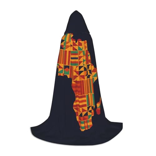 YANYU Afrikanischer Textilmuster-Druck, Unisex, Kapuzenumhang, verschiedene Größen, für Halloween, Cosplay, Motto-Partys, Karneval von YANYU
