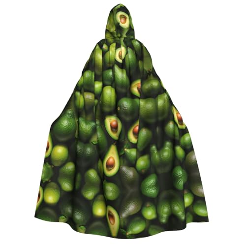 YANYU Avocado-Muster Druck Kapuzenumhang Zauberer Robe Kapuze Hexenkleid Cosplay Umhang Mittelalter Halloween Kostüme von YANYU
