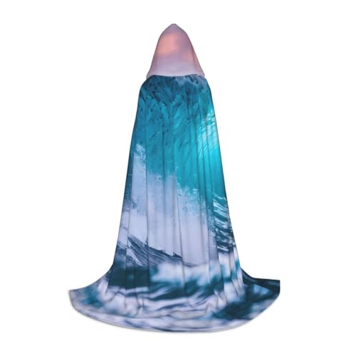 YANYU Blauer Ozeanwellen-Druck, Unisex, Kapuzenumhang, verschiedene Größen, für Halloween, Cosplay, Motto-Partys, Karneval von YANYU