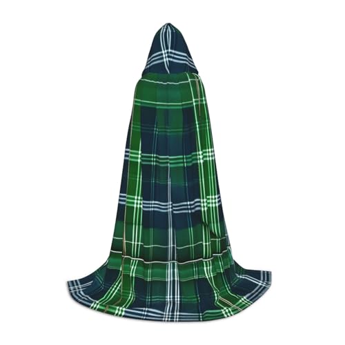 YANYU Blauer Unisex-Kapuzenumhang mit schottischem Schottenkaro, verschiedene Größen für Halloween, Cosplay, Motto-Partys, Karneval, Schwarz, L von YANYU