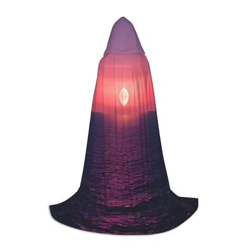 YANYU Bright Moon At Sea Hippie-Druck, Unisex, Kapuzenumhang, verschiedene Größen, für Halloween, Cosplay, Motto-Partys, Karneval von YANYU