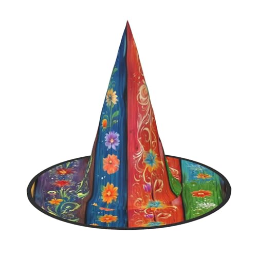YANYU Buntes Holzbrett-Druck, Karneval, Unisex-Kostüm, Halloween, Hexenhut für Partys, Maskeraden, Rollenspiele, Schwarz, 2 Stücke YANYU Buntes Holzbrett-Druck, Karneval, Unisex-Kostüm, Halloween, Hexenhut für Partys, Maskeraden, Rollenspiele, Schwarz, 2 Stücke von YANYU