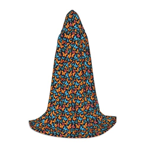 YANYU Farbenfroher Schmetterlings-Druck, Unisex, Kapuzenumhang, verschiedene Größen für Halloween, Cosplay, Motto-Partys, Karneval von YANYU