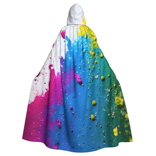 YANYU Farbspritzer-Hintergrunddruck, Unisex, Erwachsene, Halloween, Kapuzenumhang, volle Länge, lebendig, für Cosplay YANYU Farbspritzer-Hintergrunddruck, Unisex, Erwachsene, Halloween, Kapuzenumhang, volle Länge, lebendig, für Cosplay von YANYU