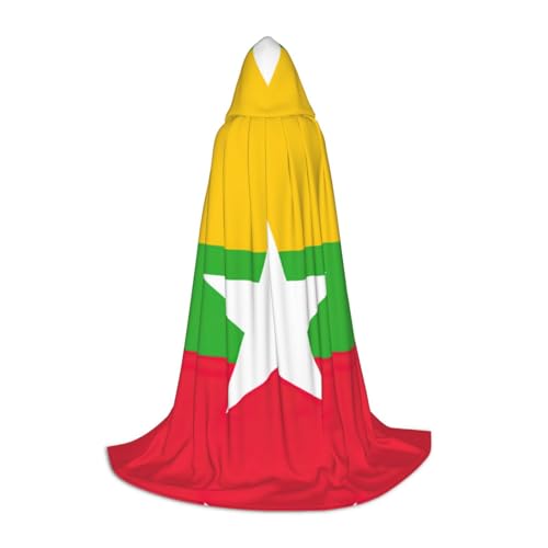 YANYU Flagge von Myanmar Druck, Karneval, unverzichtbarer Kapuzenumhang für Erwachsene, Uni, Gothic-Kostüm für Rollenspiele und Cosplay YANYU Flagge von Myanmar Druck, Karneval, unverzichtbarer Kapuzenumhang für Erwachsene, Uni, Gothic-Kostüm für Rollenspiele und Cosplay von YANYU