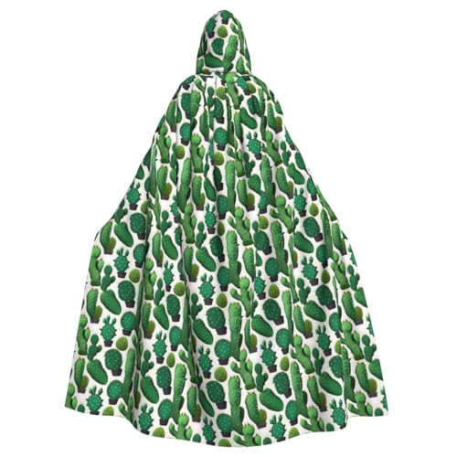 YANYU Grüner Kaktus-Druck, Unisex, Erwachsene, Halloween, Kapuzenumhang, volle Länge, mit lebendigem Motiv für Cosplay von YANYU